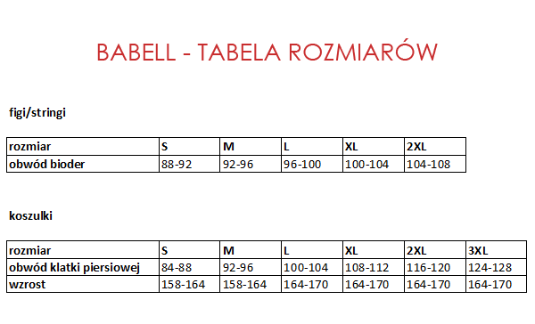 tabele rozmiarów babell