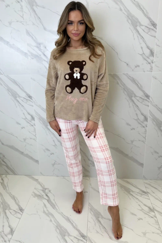 Polarowa ciepła piżama z misiem Madlen, brąz