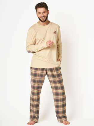 Piżama Key MNS 403 B24 Flanela dł/r M-2XL beżowy