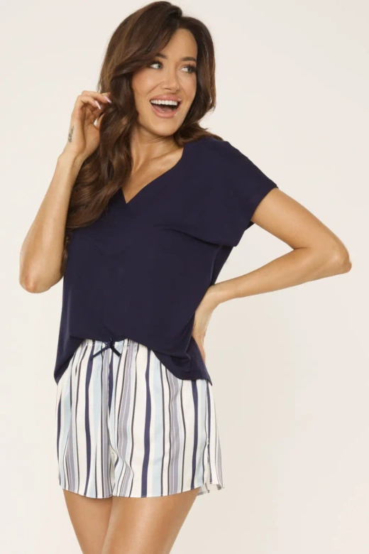 Piżama krótka z wiskozy IRIS, granat