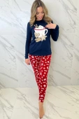 Bawełniana piżama damska Natalie z ciasteczkami, granat