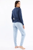 Miękka długa damska piżama Lela, granatowa