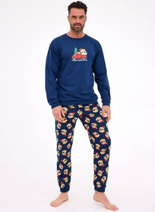 Piżama Cornette 115/290 Teddy 2 dł/r Christmas S-2XL męska granatowy