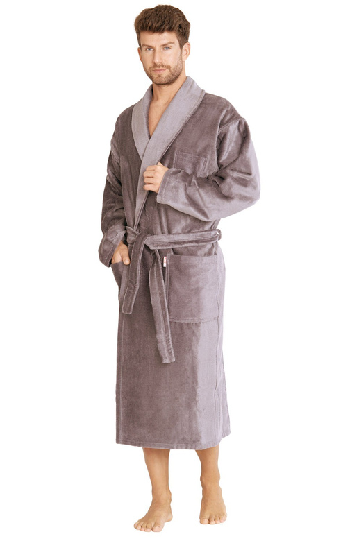 Szlafrok De Lafense 803 M-2XL męski szary-paski