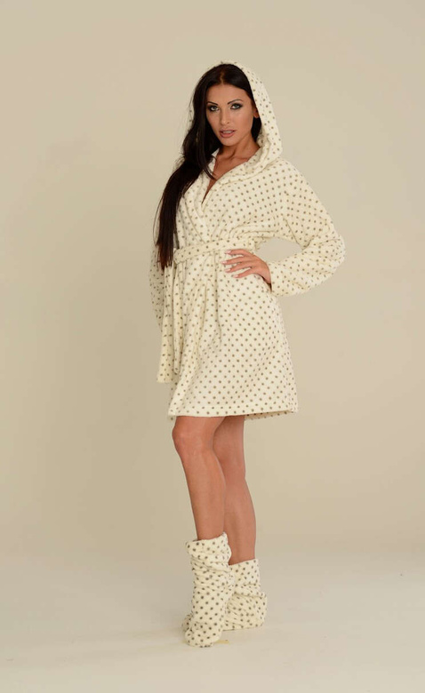 Szlafrok De Lafense 546 Melanie S-2XL damski łososiowy-kropki