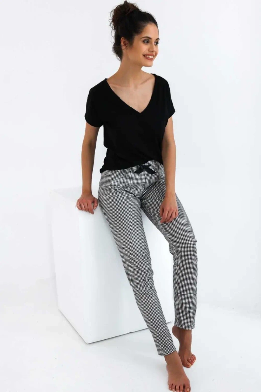 Miła piżama damska DOMENICA 100% bawełna, czarna