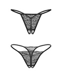 Stringi Obsessive Bianca crotchless Thong 2-Pack A'2 S-3XL czarny