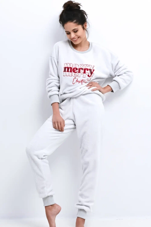 Ciepła piżama damska Graciana 100% bawełna, szara