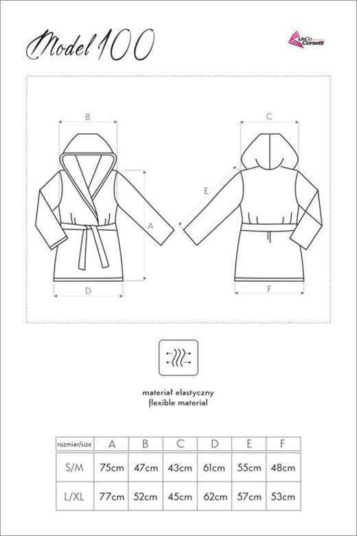 Szlafrok z kapturem 100, szary z wykończeniem morela