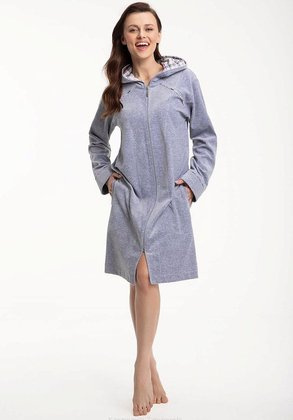 Szlafrok Luna 389 Velour 3XL Z24 damski szary melanż