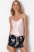 Krótka piżama damska z kwiatami PERRI SHORT, róż