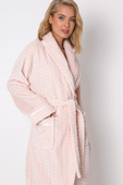 Ciepły szlafrok soft z kołnierzem PEARL, różowy