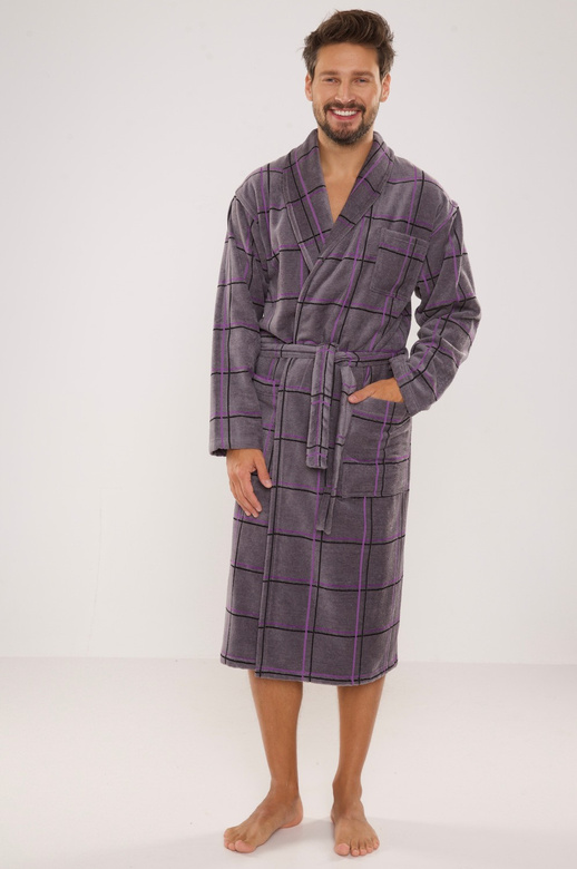 Szlafrok De Lafense 803 M-2XL męski szary-paski