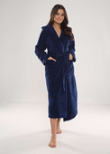 Szlafrok De Lafense 807 Luna Długi Kaptur damski granatowy