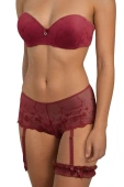Zmysłowy komplet biustonosz push-up + figi + podwiązka GRACE, rojo-czerwony
