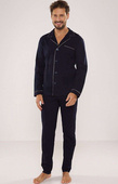 Piżama De Lafense 729 Norberto dł/r M-2XL rozpinana męska granatowy