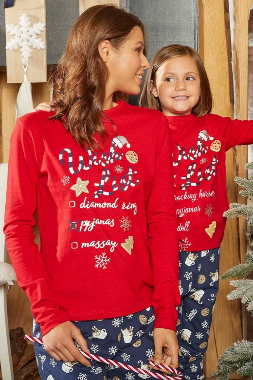 Bawełniana piżama damska Natalie z gwiazdkami, czerwień