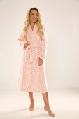 Szlafrok De Lafense 548 Melanie długi S-2XL łososiowy-kropki