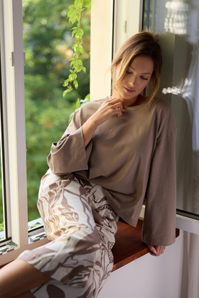 Piżama Mefemi Luna PS75 dł/r S-2XL mokka-milk