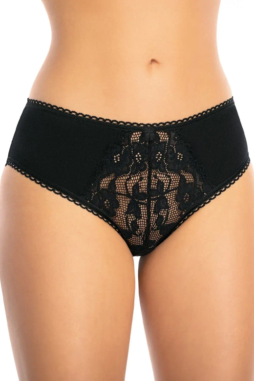 Koronkowe figi KAMELIA z miękkiej bawełny, czarne