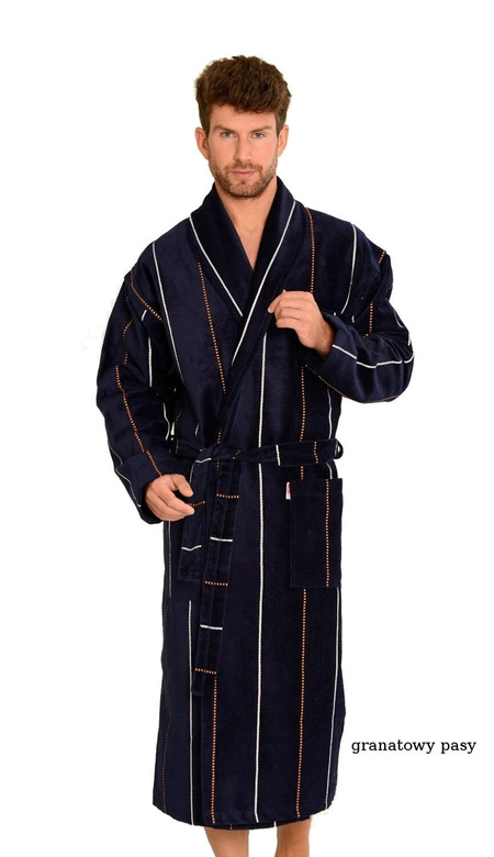 Szlafrok De Lafense 803 M-2XL męski szary-paski