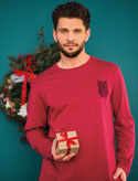 Piżama Key MNS 471 B25 dł/r M-2XL męska bordowy-czarny
