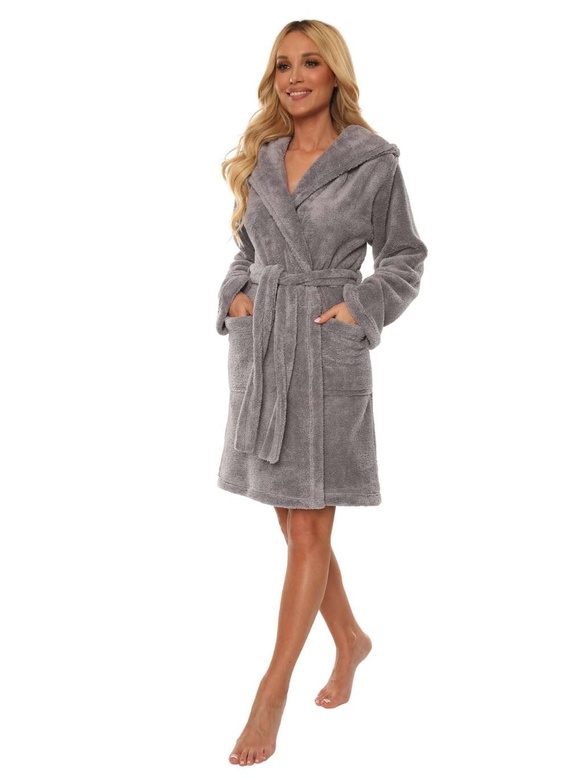 Szlafrok De Lafense 806 Krótki Kaptur damski granatowy