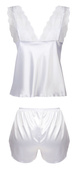 Komplet: satynowa koszulka + szorty CLARISSE, biel
