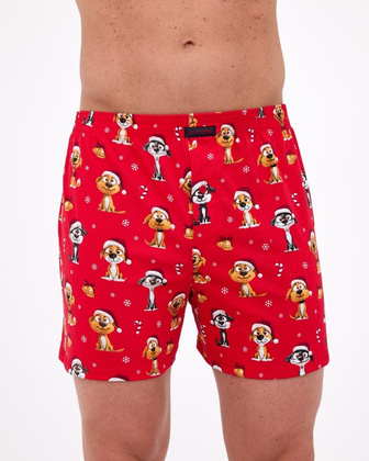 Bokserki Cornette 016/21 Dogs 2 Christmas S-2XL czerwony