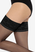 MICHELLE 01 Pończochy samonośne z koronką, czerń