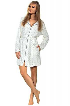 Szlafrok L&L Zappa S-2XL damski ecru-gwiazdki