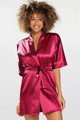 Klasyczna podomka z satyny Dkaren 90, bordo