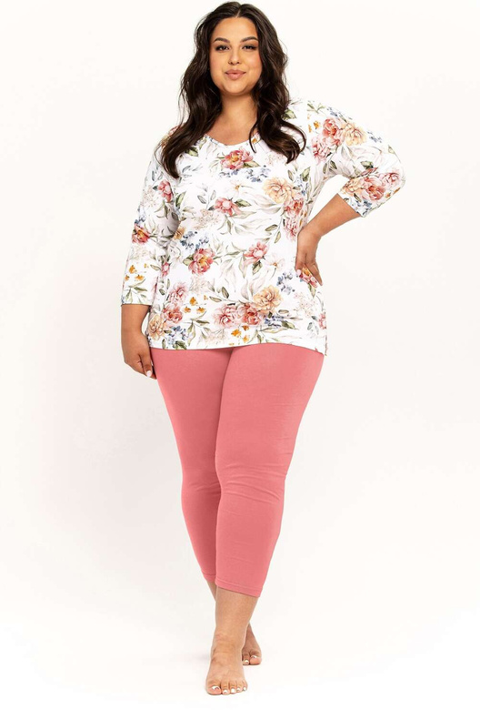 Piżama Taro Louisa 3262 3/4 2XL-3XL Z25 biały-kwiaty