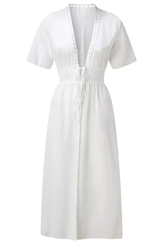 Sukienka plażowa-tunika długa boho KRETA, biała