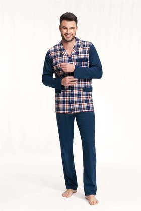 Piżama Luna 797 dł/r 3XL-4XL Rozpinana męska niebieski