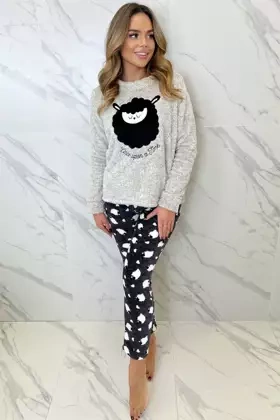 Ciepła miękka długa damska piżama KRISTEL,szara