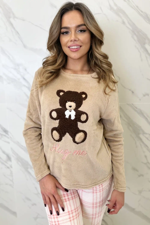 Polarowa ciepła piżama z misiem Madlen, brąz