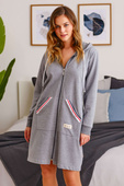Szlafrok-bluza, miękki i ciepły 5116 bawełna, szary