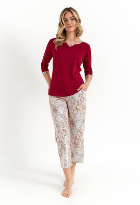 Piżama Cana 487 3/4 S-XL wino