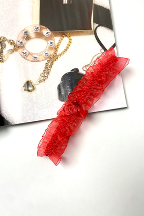 Podwiązka SZYFON 221 z kokardą, czerwona