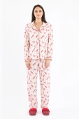 Świąteczna koszulowa piżama z zimowym nadrukiem ALISEE, czerwona + woreczek prezentowy