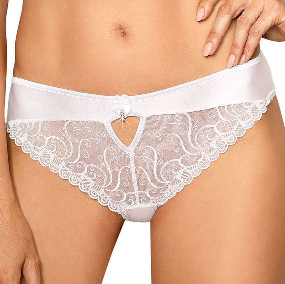 ANUK Figi z koronką i cyrkonią, biel