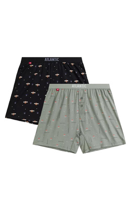 Bokserki Atlantic 2MBX-075 A'2 S-2XL czarny-zielony