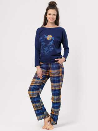 Piżama Key LNS 937 B24 Flanela dł/r S-XL granatowy