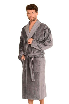 Szlafrok De Lafense 803 M-2XL męski szary-paski