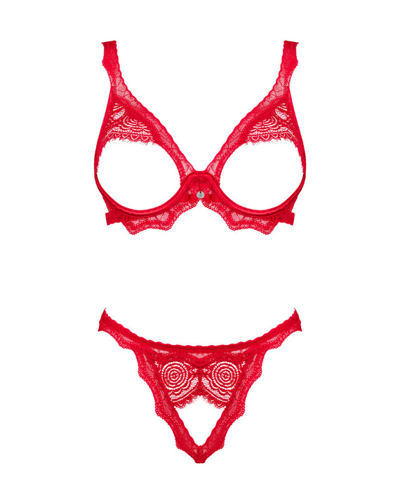 Erotyczny 2 częściowy komplet BERGAMORE SET, czerwony