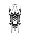 Gorset Obsessive Dominna Cuoless Corset & Crotchless Thong S-3XL czarny
