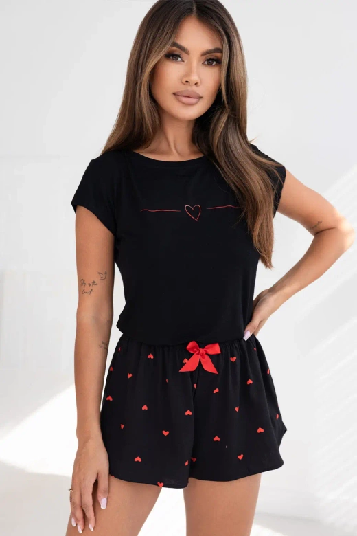 Piżama damska krótka WHIPSTER z wiskozy, czarna