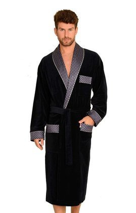 Szlafrok De Lafense 773 Bonjour długi 3XL-4XL męski granatowy