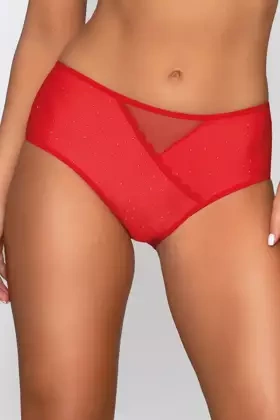 Klasyczne figi SOPHIA z tiulem i koronką, czerwone